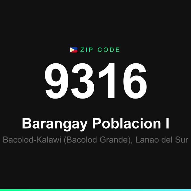 Shareable ZIP code 9316 card for Barangay Poblacion I