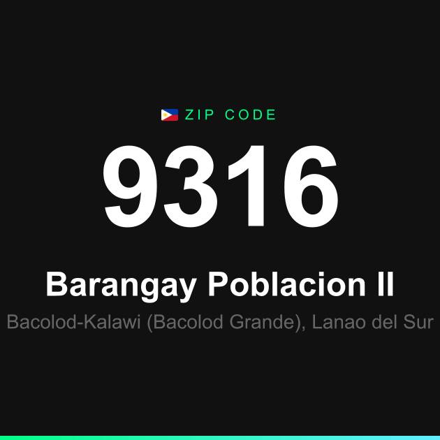 Shareable ZIP code 9316 card for Barangay Poblacion II