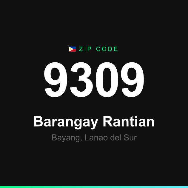 Shareable ZIP code 9309 card for Barangay Rantian