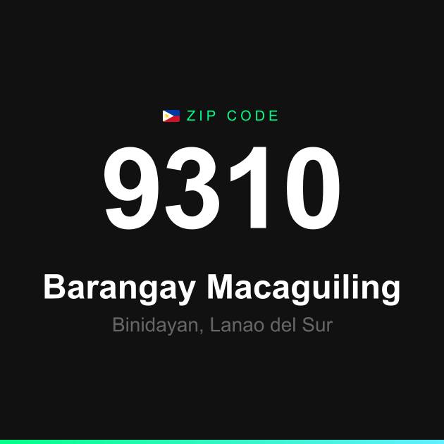 Shareable ZIP code 9310 card for Barangay Macaguiling