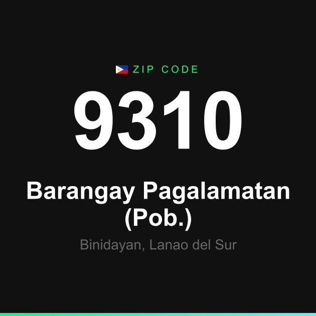 Shareable ZIP code 9310 card for Barangay Pagalamatan (Pob.)
