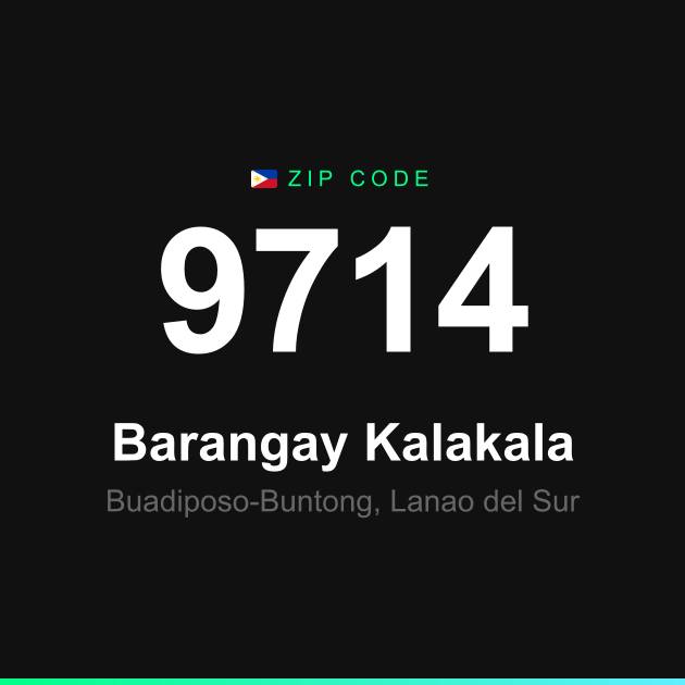 Shareable ZIP code 9714 card for Barangay Kalakala