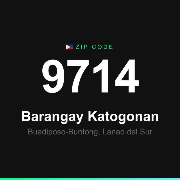Shareable ZIP code 9714 card for Barangay Katogonan
