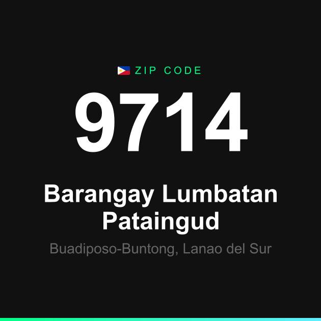 Shareable ZIP code 9714 card for Barangay Lumbatan Pataingud