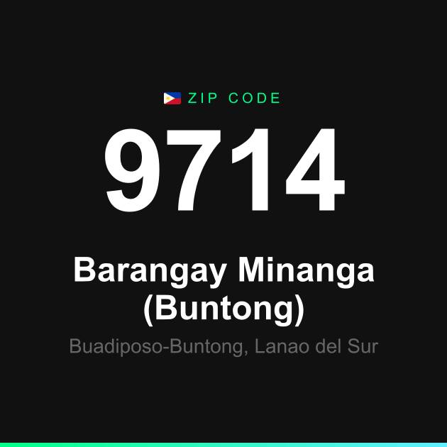 Shareable ZIP code 9714 card for Barangay Minanga (Buntong)