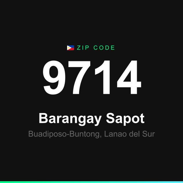 Shareable ZIP code 9714 card for Barangay Sapot