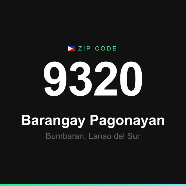 Shareable ZIP code 9320 card for Barangay Pagonayan