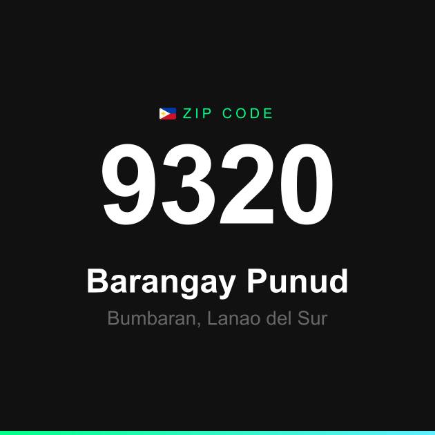 Shareable ZIP code 9320 card for Barangay Punud