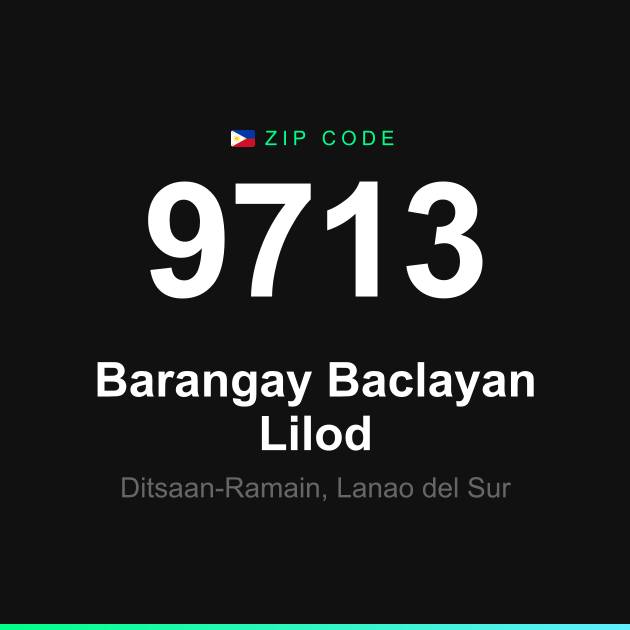 Shareable ZIP code 9713 card for Barangay Baclayan Lilod