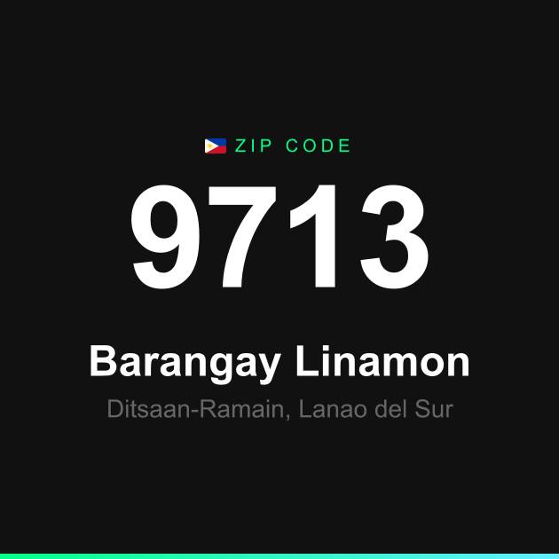 Shareable ZIP code 9713 card for Barangay Linamon