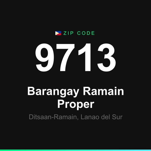 Shareable ZIP code 9713 card for Barangay Ramain Proper