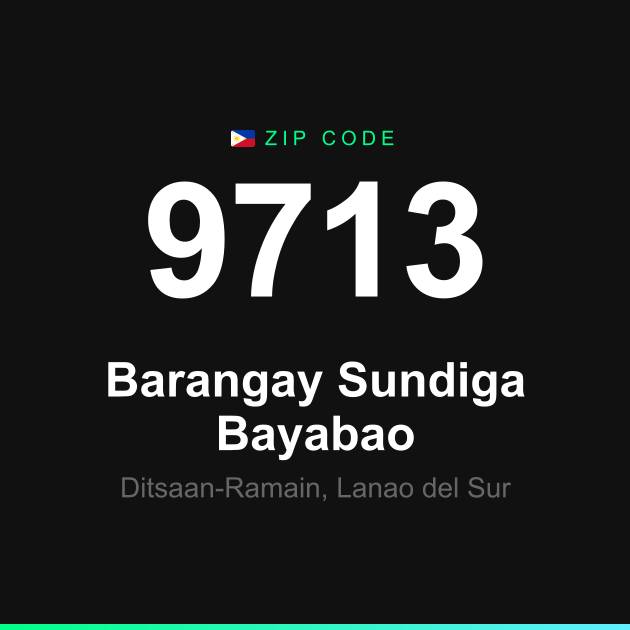 Shareable ZIP code 9713 card for Barangay Sundiga Bayabao
