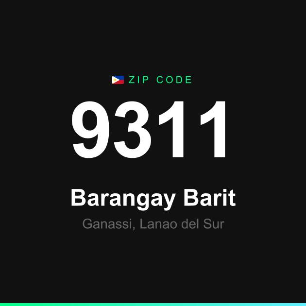 Shareable ZIP code 9311 card for Barangay Barit