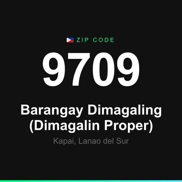 Shareable ZIP code 9709 card for Barangay Dimagaling (Dimagalin Proper)
