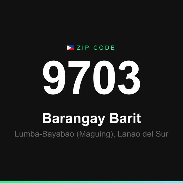 Shareable ZIP code 9703 card for Barangay Barit