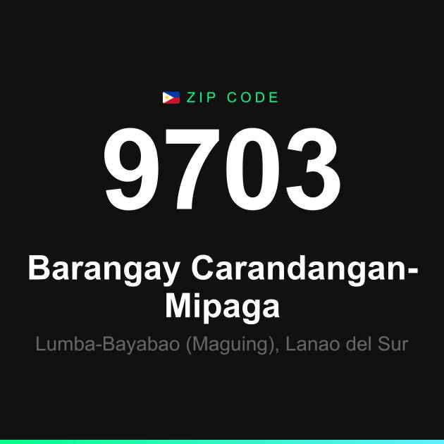 Shareable ZIP code 9703 card for Barangay Carandangan-Mipaga