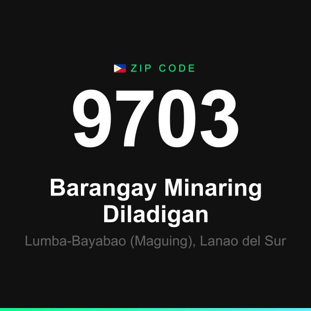 Shareable ZIP code 9703 card for Barangay Minaring Diladigan