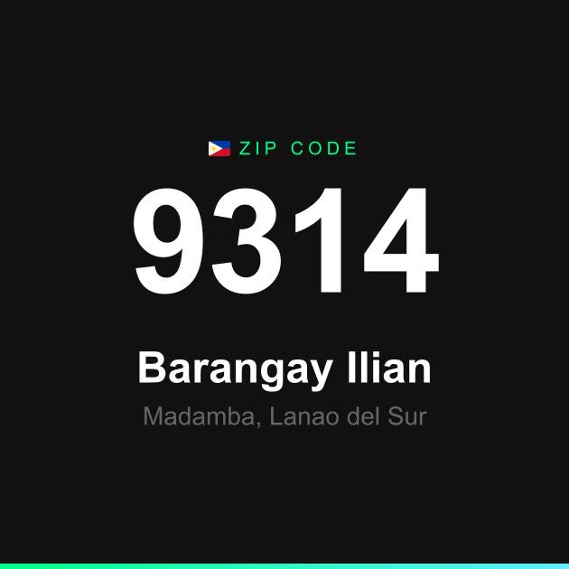 Shareable ZIP code 9314 card for Barangay Ilian