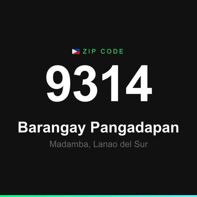 Shareable ZIP code 9314 card for Barangay Pangadapan