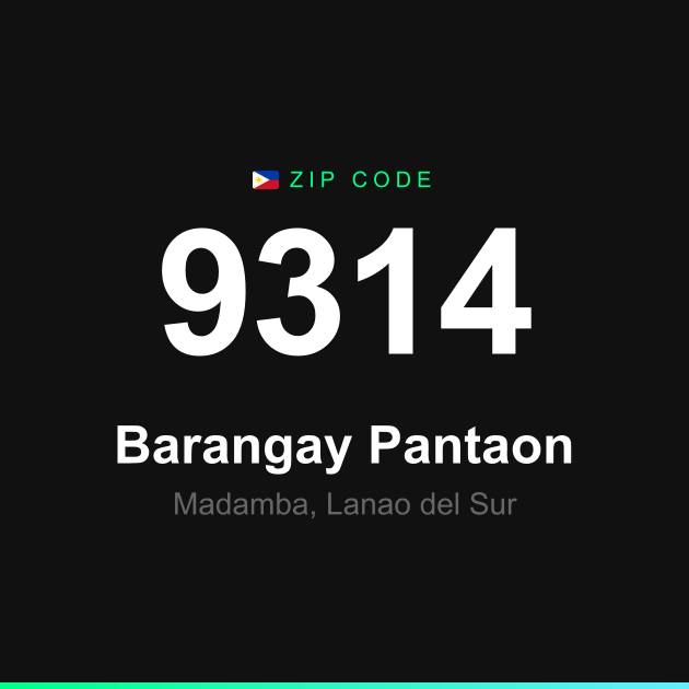 Shareable ZIP code 9314 card for Barangay Pantaon