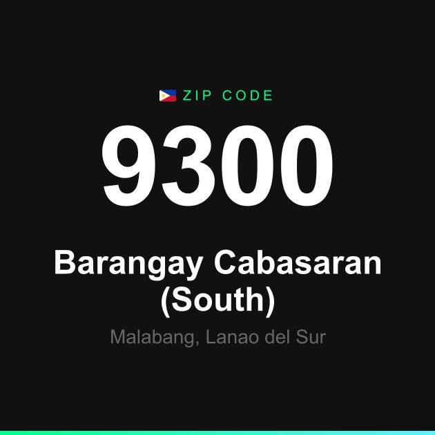 Shareable ZIP code 9300 card for Barangay Cabasaran (South)