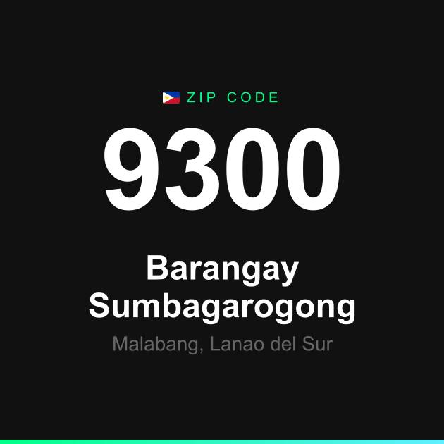 Shareable ZIP code 9300 card for Barangay Sumbagarogong