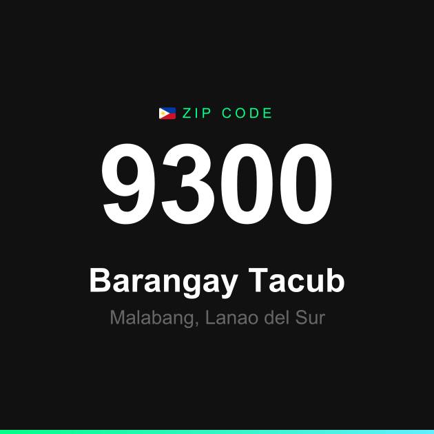 Shareable ZIP code 9300 card for Barangay Tacub