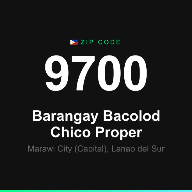 Shareable ZIP code 9700 card for Barangay Bacolod Chico Proper
