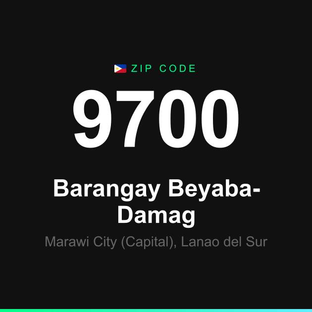 Shareable ZIP code 9700 card for Barangay Beyaba-Damag