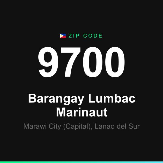 Shareable ZIP code 9700 card for Barangay Lumbac Marinaut