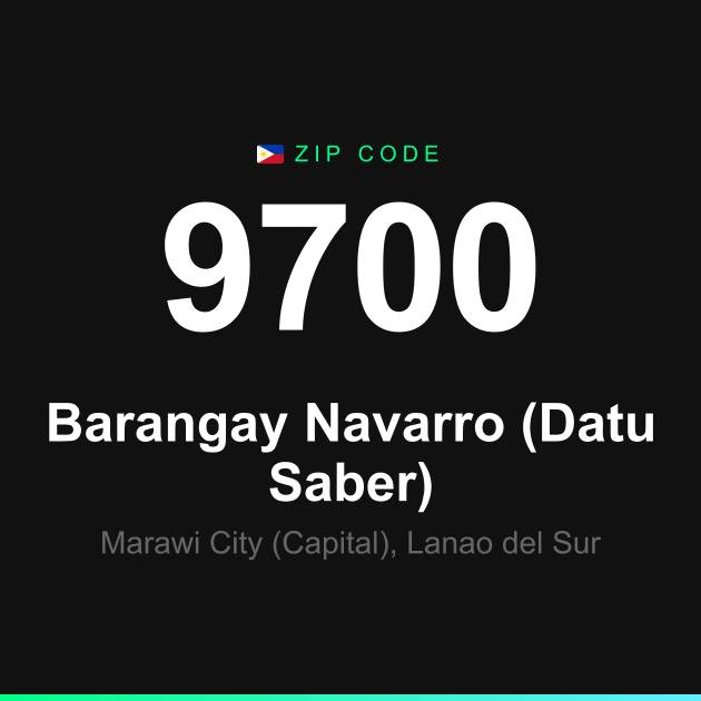 Shareable ZIP code 9700 card for Barangay Navarro (Datu Saber)