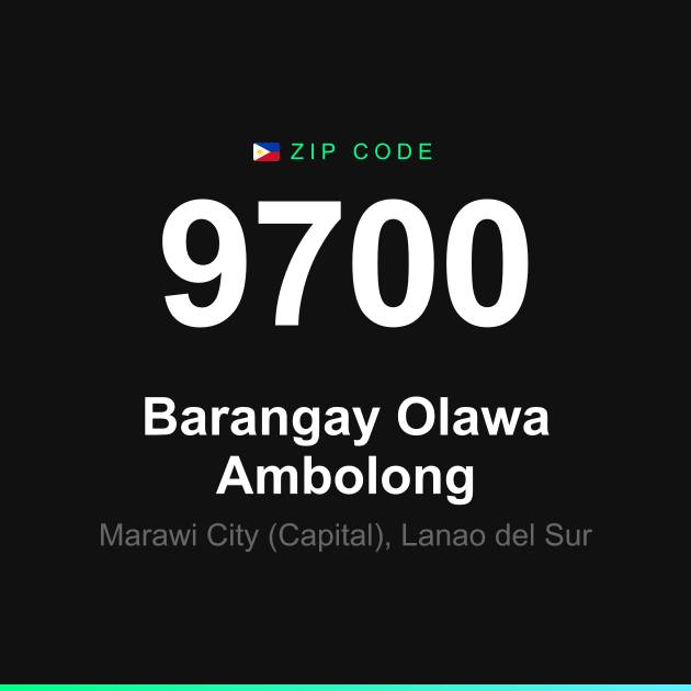 Shareable ZIP code 9700 card for Barangay Olawa Ambolong