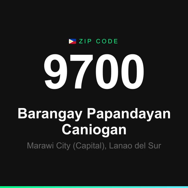 Shareable ZIP code 9700 card for Barangay Papandayan Caniogan