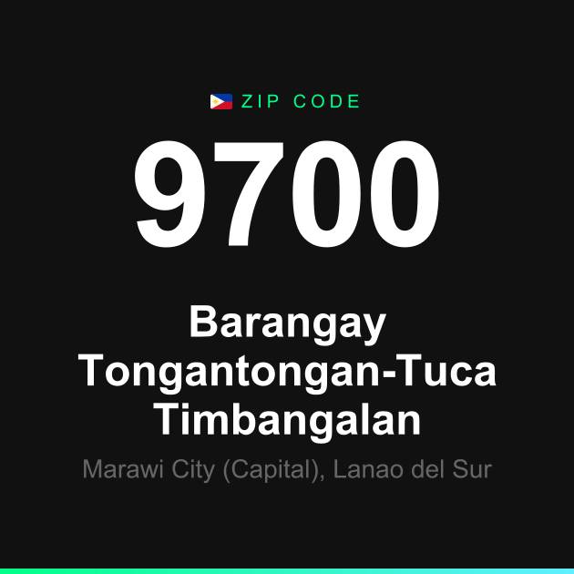 Shareable ZIP code 9700 card for Barangay Tongantongan-Tuca Timbangalan