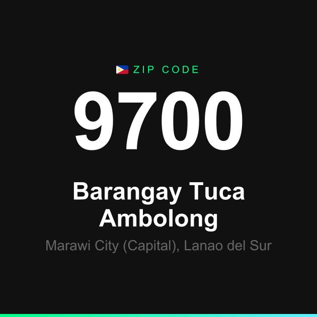 Shareable ZIP code 9700 card for Barangay Tuca Ambolong