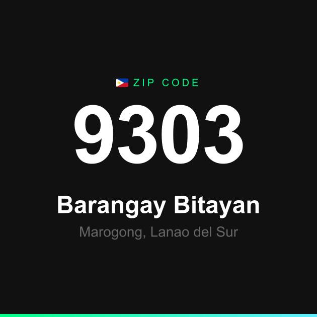 Shareable ZIP code 9303 card for Barangay Bitayan