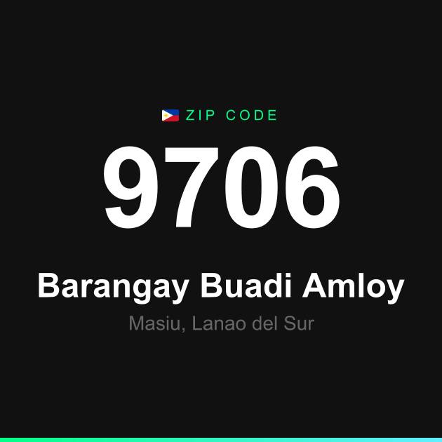 Shareable ZIP code 9706 card for Barangay Buadi Amloy