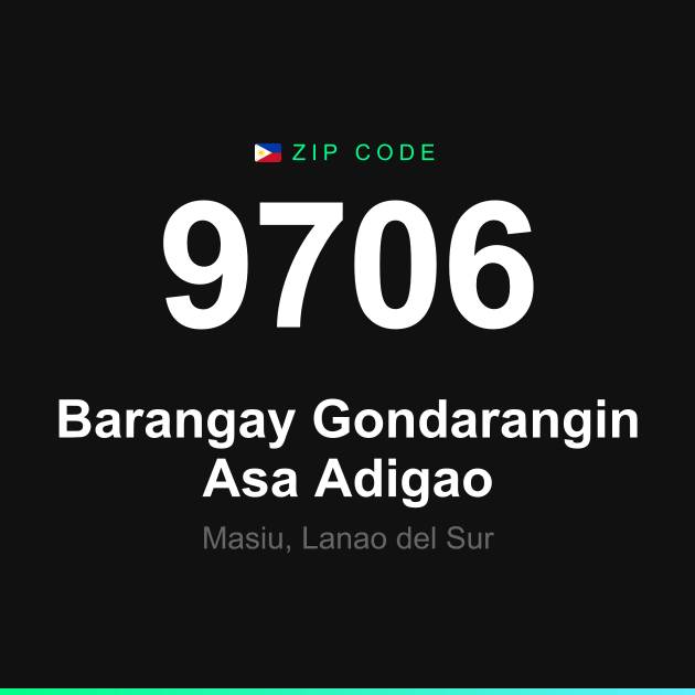 Shareable ZIP code 9706 card for Barangay Gondarangin Asa Adigao