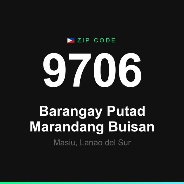 Shareable ZIP code 9706 card for Barangay Putad Marandang Buisan