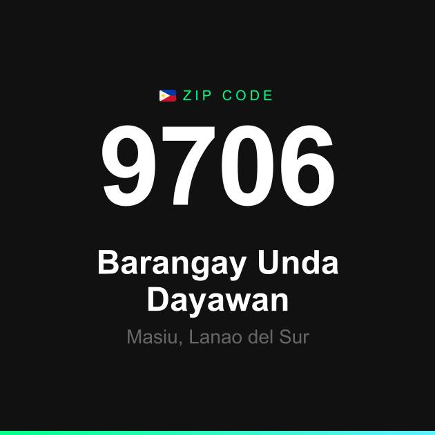 Shareable ZIP code 9706 card for Barangay Unda Dayawan
