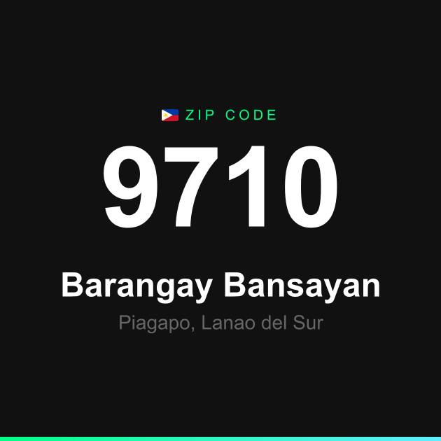Shareable ZIP code 9710 card for Barangay Bansayan