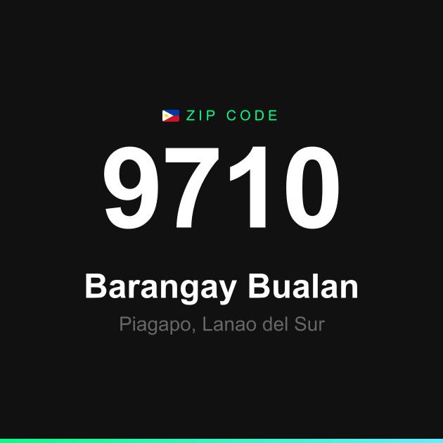 Shareable ZIP code 9710 card for Barangay Bualan