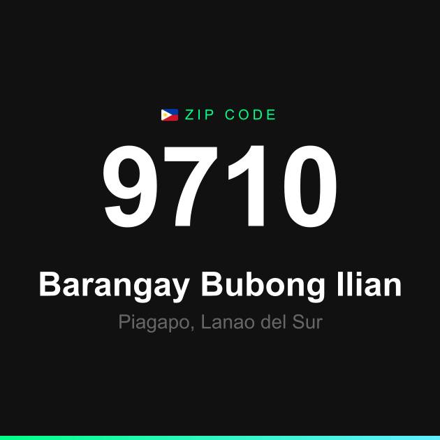 Shareable ZIP code 9710 card for Barangay Bubong Ilian