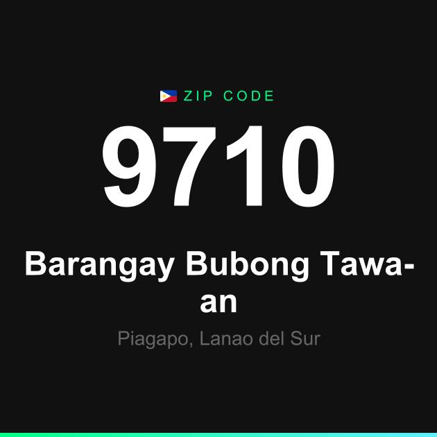 Shareable ZIP code 9710 card for Barangay Bubong Tawa-an