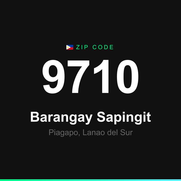 Shareable ZIP code 9710 card for Barangay Sapingit
