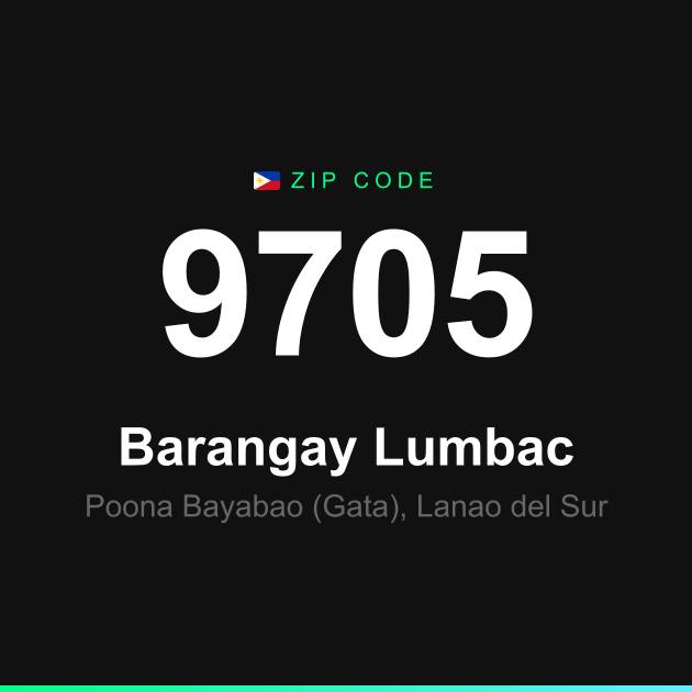 Shareable ZIP code 9705 card for Barangay Lumbac