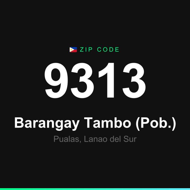 Shareable ZIP code 9313 card for Barangay Tambo (Pob.)