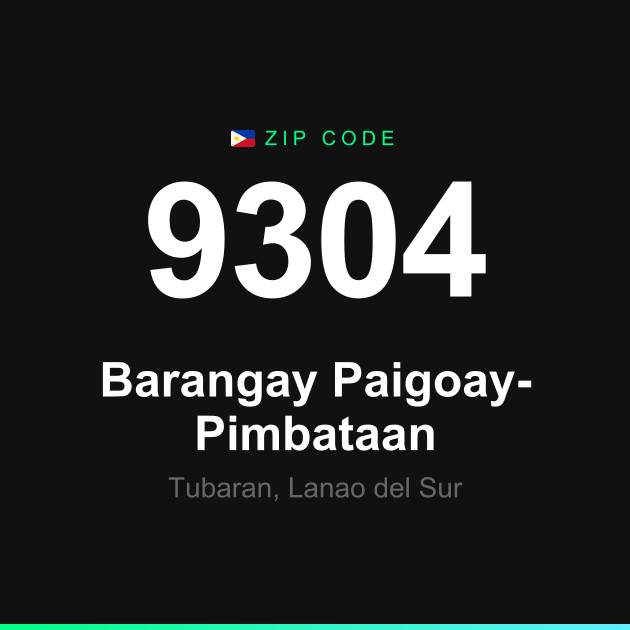 Shareable ZIP code 9304 card for Barangay Paigoay-Pimbataan
