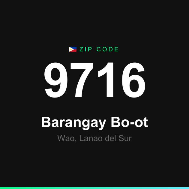 Shareable ZIP code 9716 card for Barangay Bo-ot