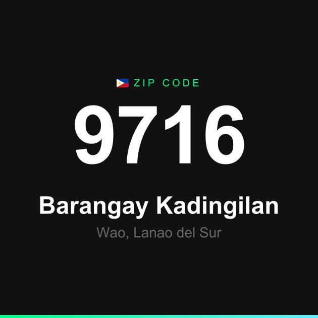 Shareable ZIP code 9716 card for Barangay Kadingilan